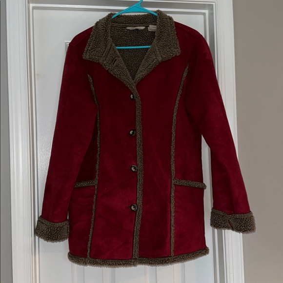 L.L. Bean Jackets & Blazers - LL Bean faux Suede Lined With Tan Sherpa Fleece coat